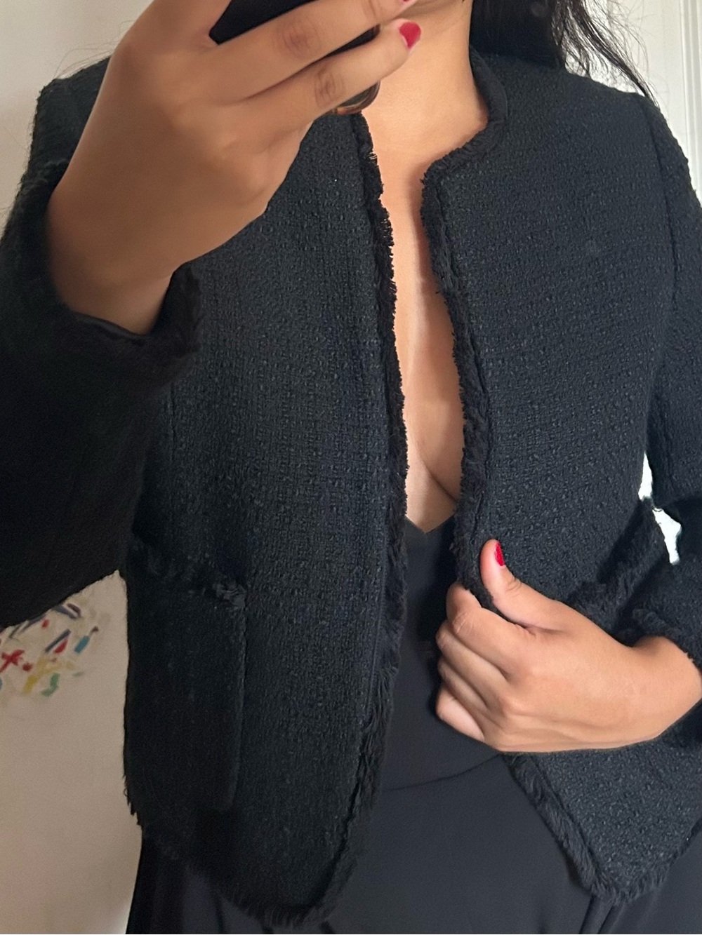 Classic Black Tweed Jacket - Women
